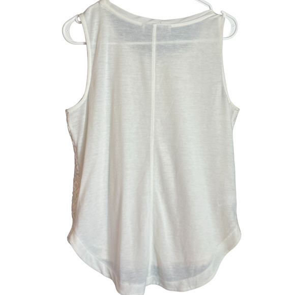 Lot of 2 Sz M White Knit Tank Tops WHBM Embellished Loft Lace Good for Layering - Picture 8 of 16
